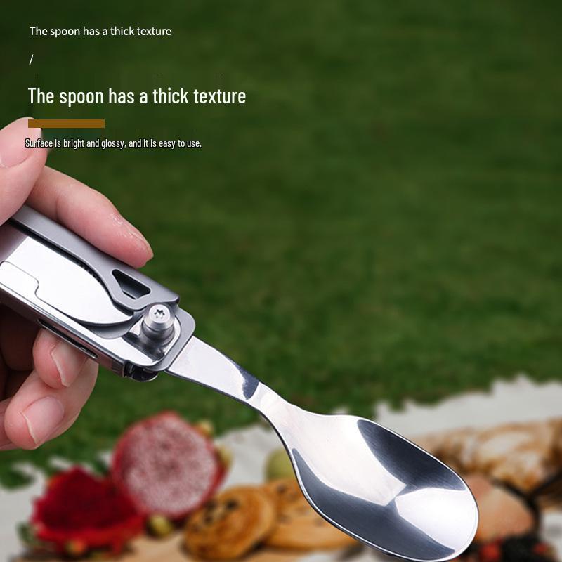 Portable Folding Outdoor Camping Cutlery: Integrated Knife, Fork, and Spoon Combination