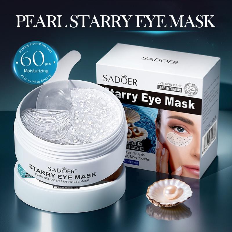 60 Pcs Pearl Starry Sky Eye Mask, Collagen, Reduce Dark Circles, Hypoallergenic Gel, Improve Eye Wrinkles, Rejuvenate Eyes