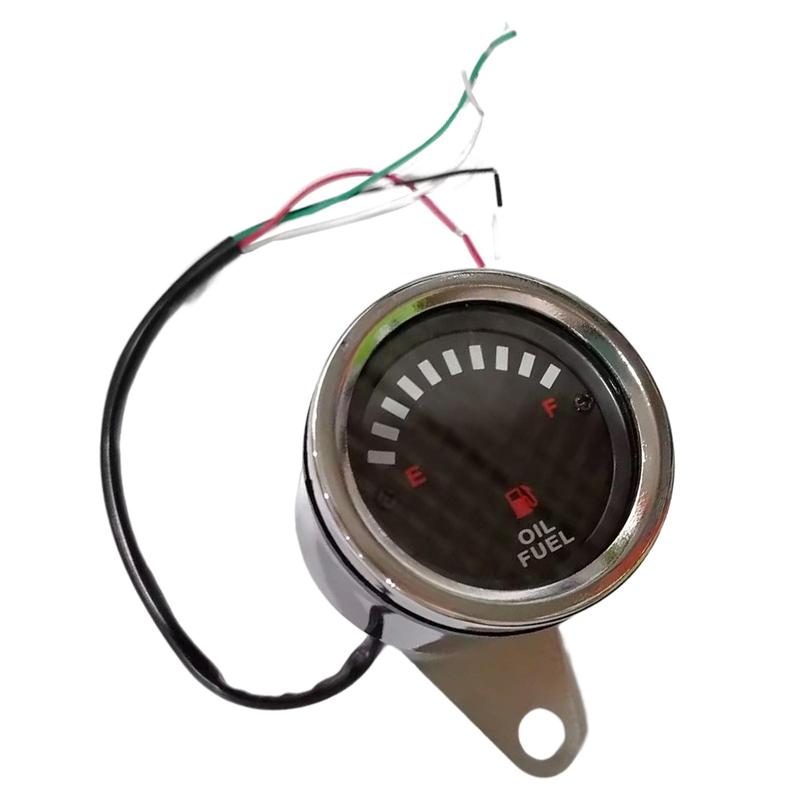 Motorcycle Oil Fuel Gauge Alloy LED Oil Meter Universal Odometer Fuel Level Indicator for Motorbike Dashboard Upgrade