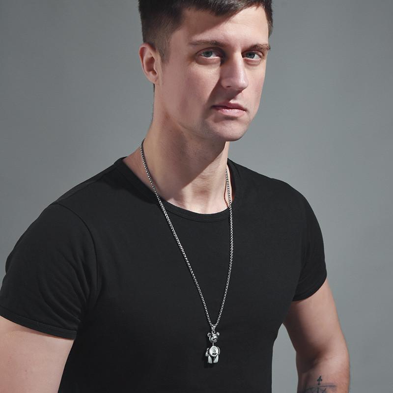 Trendy Vintage Teddy Bear Necklace In Durable Titanium Steel For Unisex Fashion Accessories