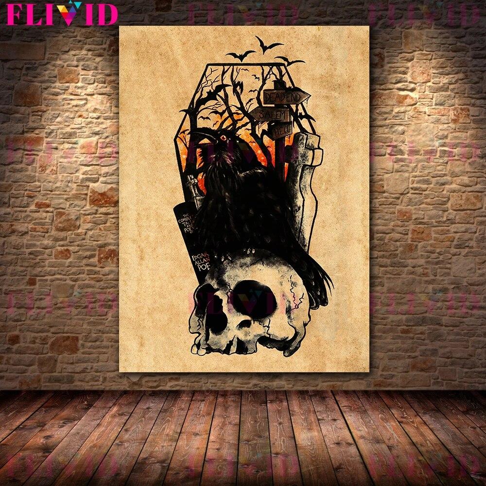 

Готический Салем Темная Ведьма Арт Принт Хэллоуин Черная Кошка Колдовство Коза Скелет Арт Плакат И Принт Декор Холст Картина Без Рамки 21*30cm