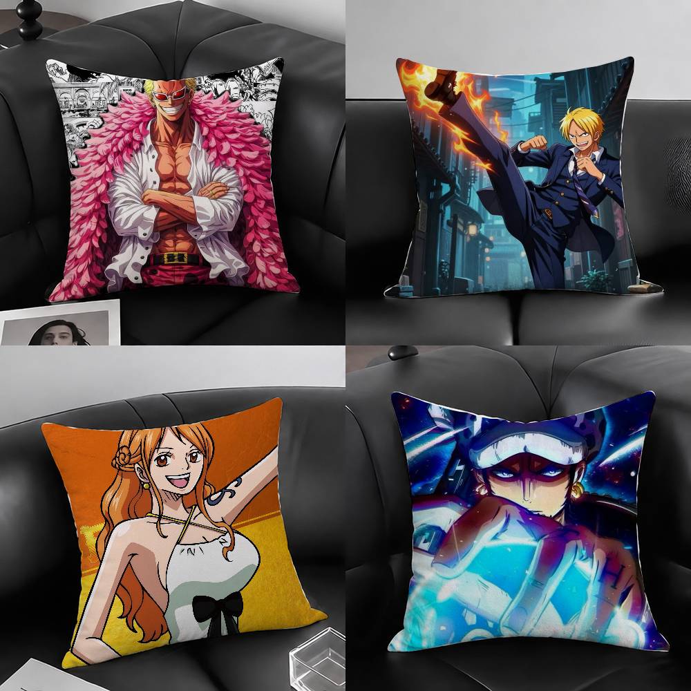 One Piece Portgas D Ace Anime Plush Pillow Cover Soft Short Plush Cushion Cover For Sofa Bedroom Home Decor Gift Decoration