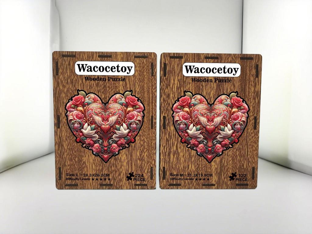 Wacocetoy Cross Love Heart High-Difficulty Wooden Jigsaw Puzzle Toy Money Box