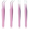4 PCS Precision Tweezers Set, Multipurpose Straight and Curved Tip Tweezers Anti-Static Stainless Steel of Tweezer for Electronics,