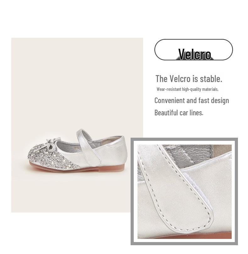 Princess Elsa Rhinestone Leather Shoes for Girls - Non-slip Flat Bottom Performance Footwear