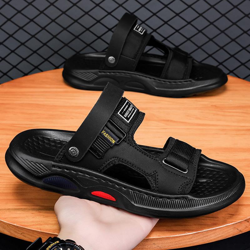 

Мужские сандалии новые летние повседневные крутые шлепанцы мужские модные для улицы пляжная обувь ощущение наступания на говно два способа носки мужские шлепанцы 39 чёрный