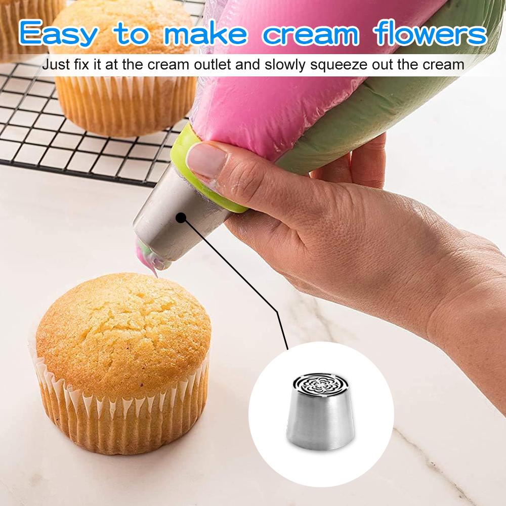 Bocchetta per dolci in acciaio inossidabile con fiore, utensili per la cottura domestica, punta creativa per glassa, ugello per pasticceria, accessori per utensili da cucina
