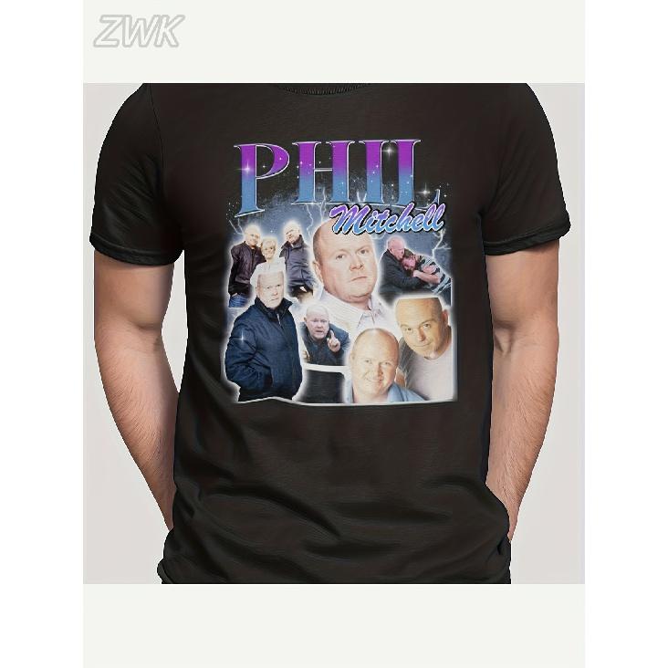 Men's Eastenders/Phil Mitchell Retro 90S BBC Soap Opera T-Shirt/Phil's Face And Name Print/Vintage Eastenders Character Design/Fan-Favorite Casual
