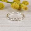 White Topaz Minimalist Ring – 925 Sterling Silver Dainty Stackable Ring – Delicate Beaded Band with Tiny Gemstone – Everyday Jewelry Gift