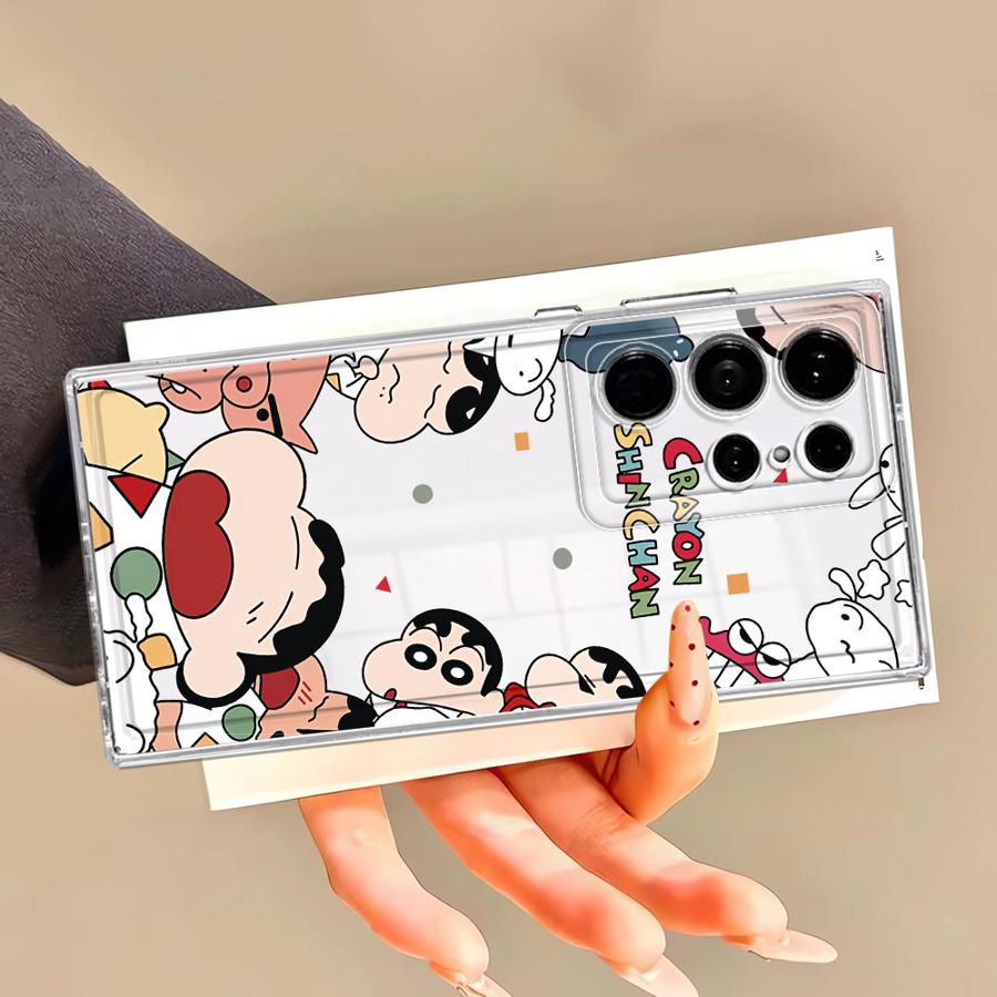 Case for Samsung Galaxy Note 20 Ultra 10 S21 S20 Plus S25 Edge S26 S22 FE S23 Ultra S24 Phone Cover Cartoon Crayons Shinchan