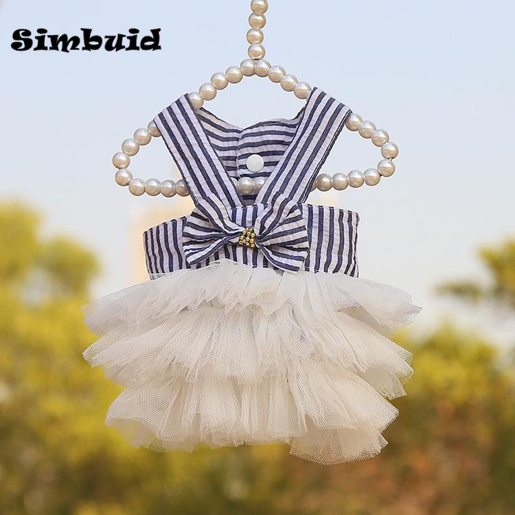 Dog Summer Dress Princess Cat Lace Stripe Skirt Slip Dress Puppy Apparel Cute for Small Medium Chihuahua Clothes Pet Product
