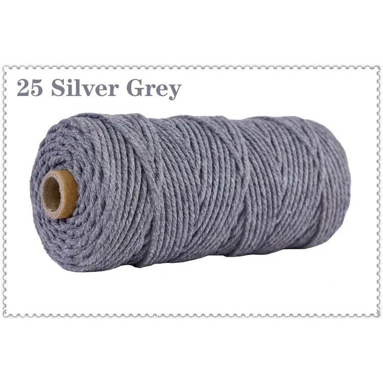 3mm 100% Cotton Cord Colorful Handmade Rope Twisted Macrame String DIY Home Wedding Decoration Supply Film Packaging 100m
