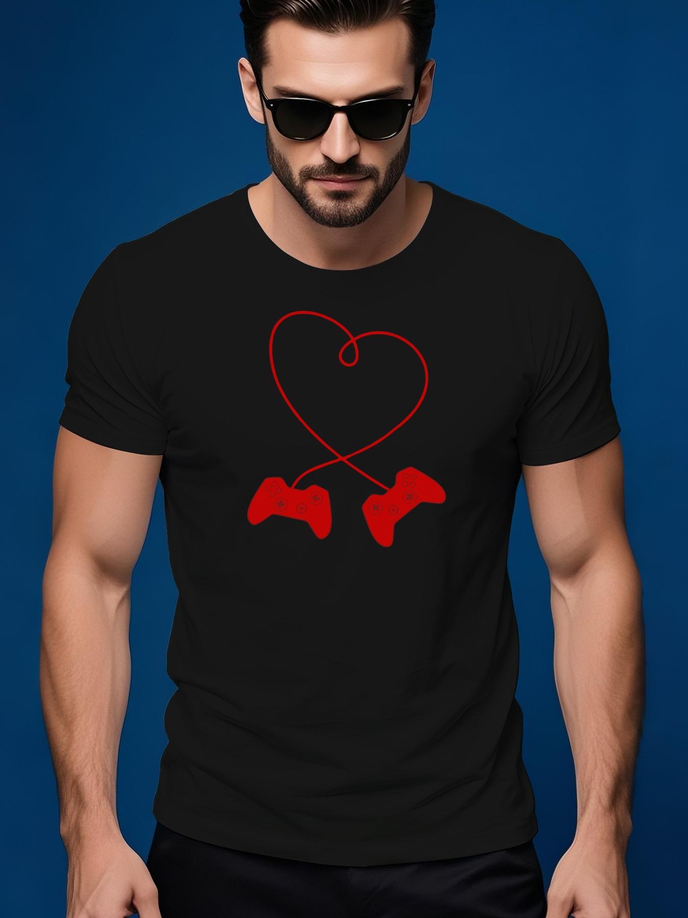 Love Game Console Pattern Summer Casual Round Neck Short ... XL