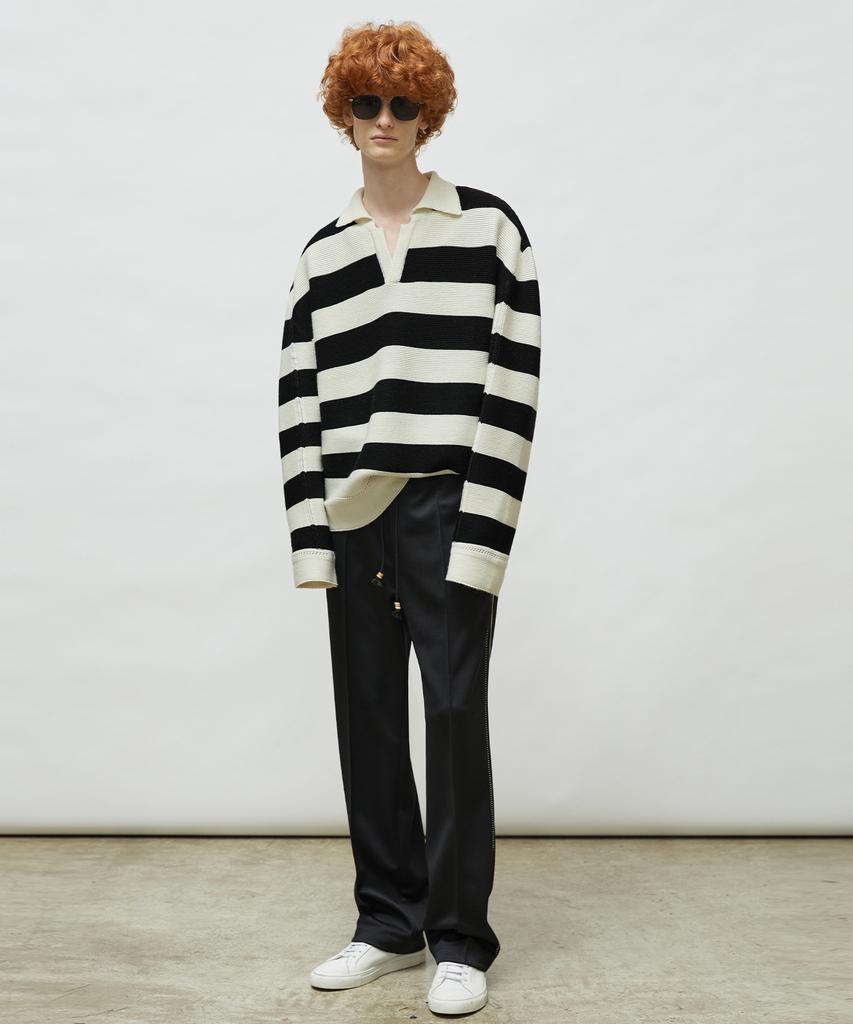 LMOOD Preppy Striped Pullover Knit Cream