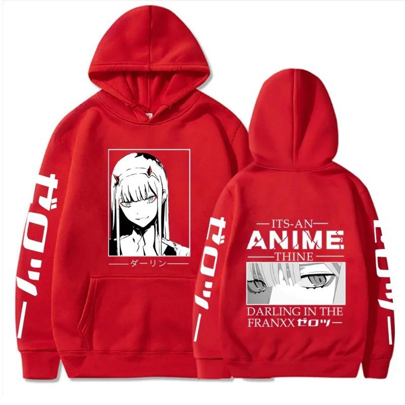 Podzimní Anime Darling in The Franxx Zero Two Grafický Potisk S Kapucí Podzimní Fleec Převládající Mikiny Ležérní Mikina