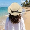 Large Straw Weave Sun Hat Bow Fisherman Hat Portable Sunscreen Bucket Hat Outdoor