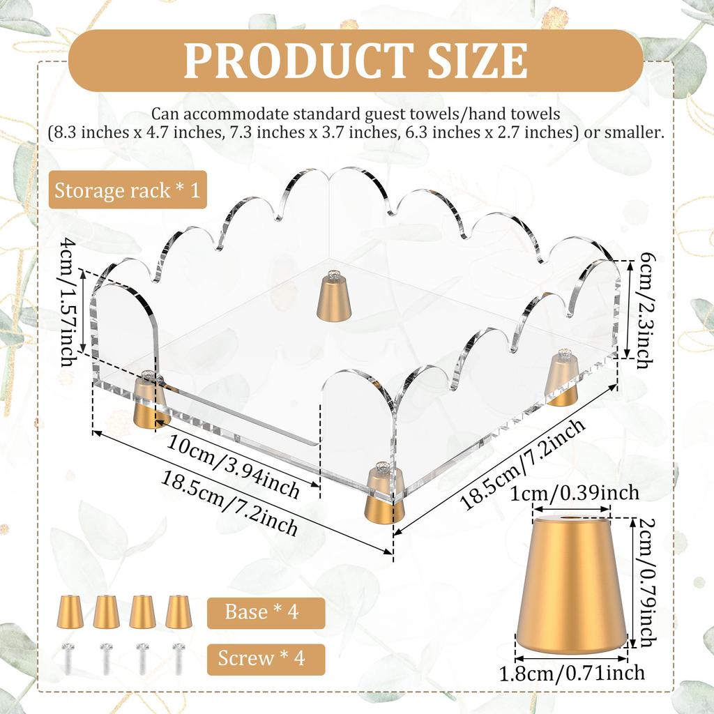 Acrylic Napkin Holder Rectangle Transparent Hand Towel Holder Multi Purpose Cocktail Napkins Storage Rack for Kitchen Bathroom