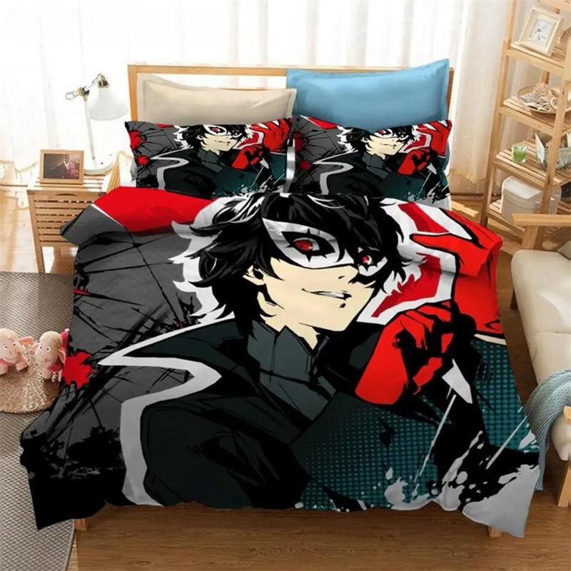 Mode 3D Druck Persona 5 P5 Anime Spiel Bettwäsche Set Doppel Twin King Bettbezug Steppdecke Kissenbezug Jungen Mädchen Erwachsene Schlafzimmer