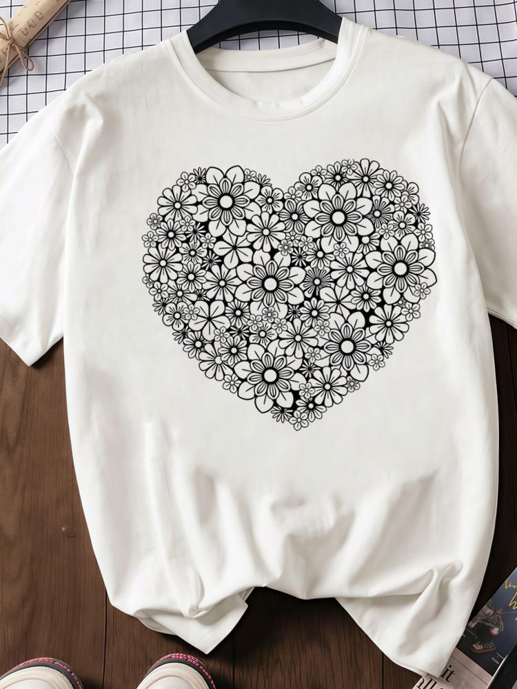 (Asian Size) trend watercolor cute Print O-neck Short Sleeve T-shirts Fashion Female Casual Women's Top T Clothing  Graphic Tee