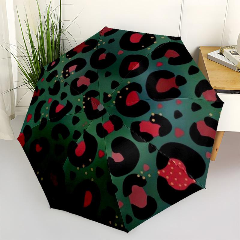 1pc Leopard Print Pattern Design Umbrella with Plastic Handle,Compact & Stylish,Cartoon Pattern,Outdoor UmbrellaPT307