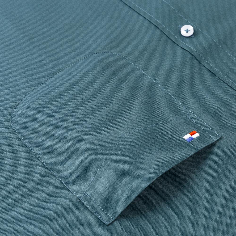 Men's Solid Oxford Long Sleeve Dress Shirts Patch Chest Pocket Regular Fit Spring Fall Smart Casual Button Down Shirts