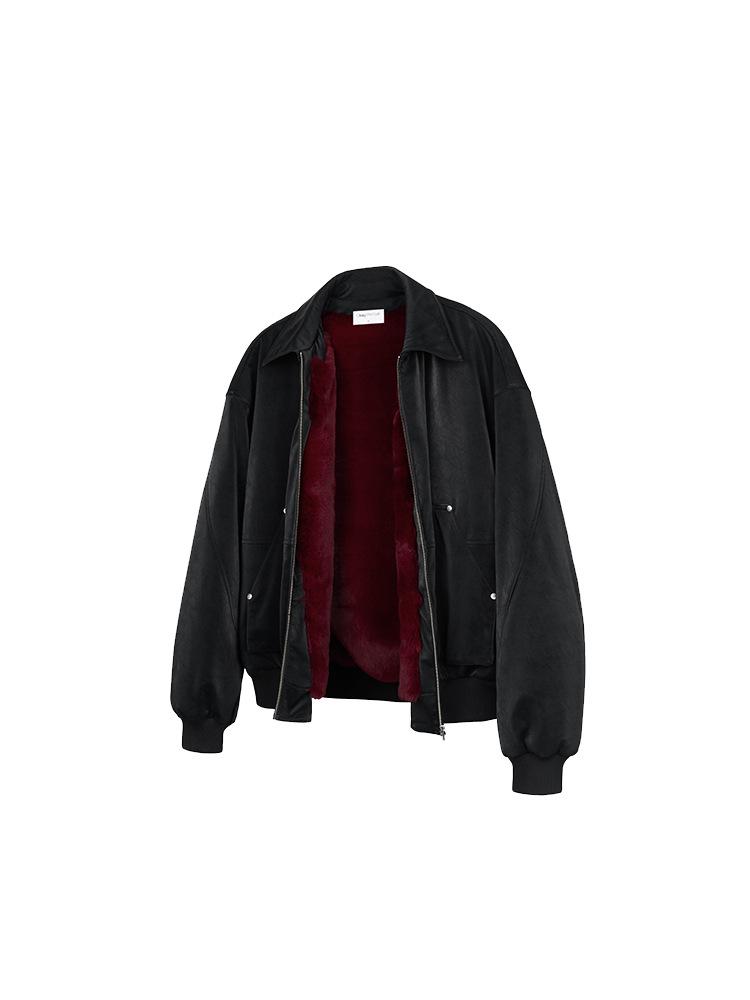 Men s Winter Thickened Faux Mink Fur Jacket with Lychee Pattern and Golden Eagle Detail 2XL [Recommended for 75-90 kg]