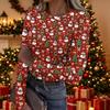 Women's Casual Christmas Print Long Sleeve Top for Holiday Party and Everyday Wear