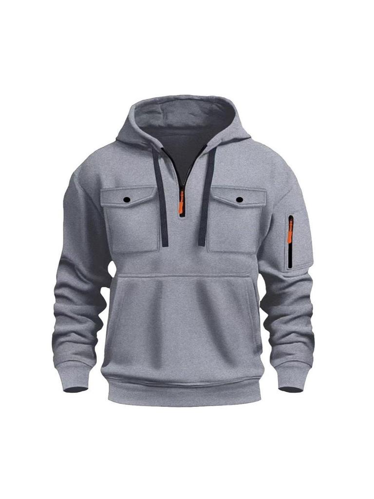 Herren Herbst/Winter Lässiger Vielseitiger Mehrere Taschen Plus Samt Langarm Hoodie