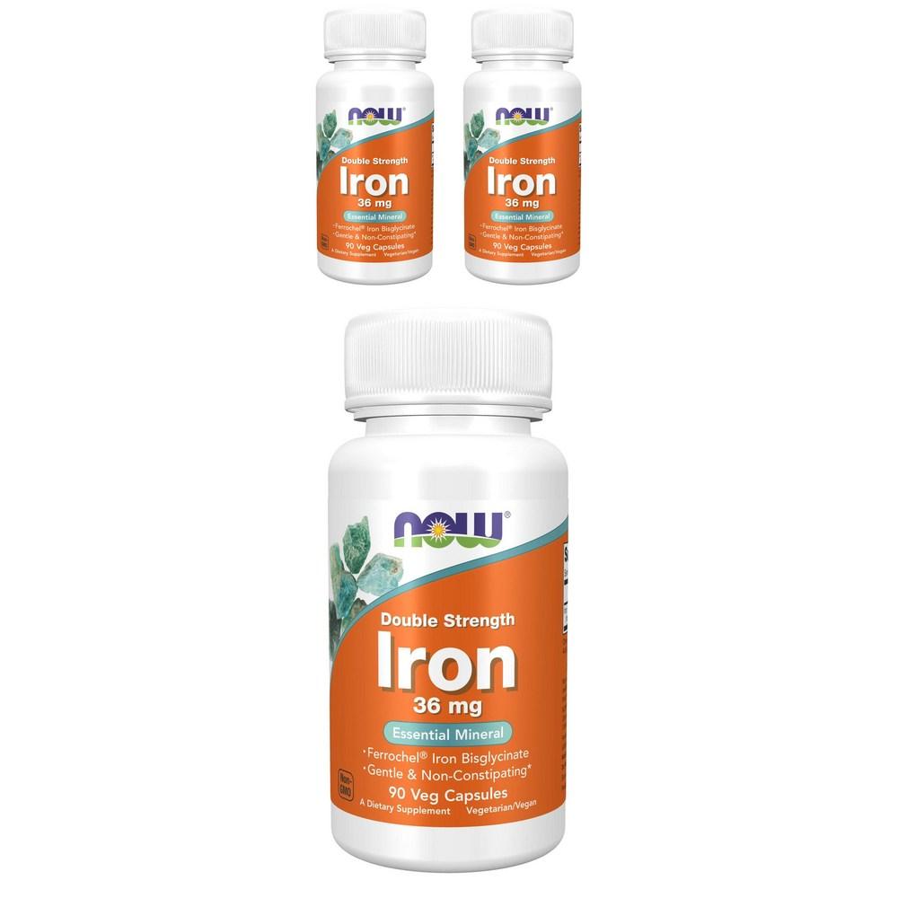 Now Foods Iron 36mg Veggie Capsules 90 Tablets 3 Pcs
