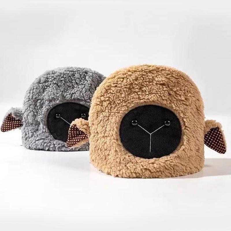 Plush Sheep Hat Sheep Ear Hat Cute Funny Beanie Sheep Ear Plush Beanie Little Devil Hat Skullies Beanie  Girl Funny Hat