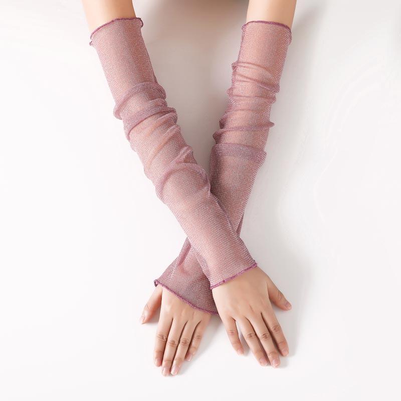 Sommer Damen 50cm Dünn Lang Fingerlos Armstulpen Sonnenschutz UV Atmungsaktiv Fäustlinge Mode Sonnenschutz Armschoner Handschuhe One Size white