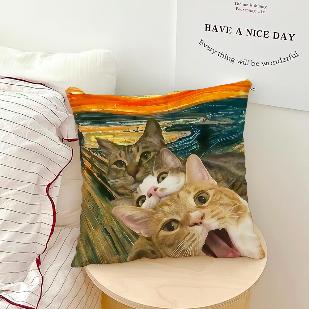 

banana cat meme abstract funny painting Comfortable soft Pillow Case for Sofa Living Room Home office Decor Protective Covers 40cmx40cm