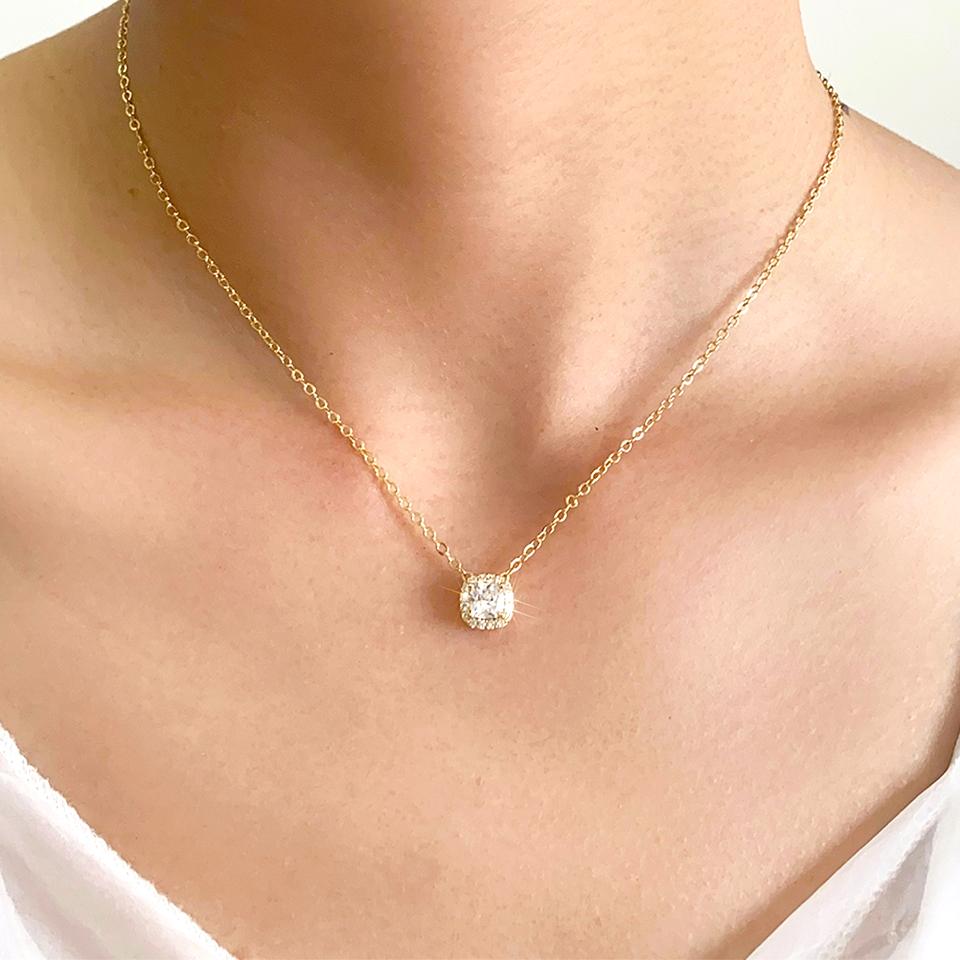 ZAKOL Clear AAA Cubic Zirconia Square Pendant Necklace Elegant Wedding Engagement Zircon Gift for Women