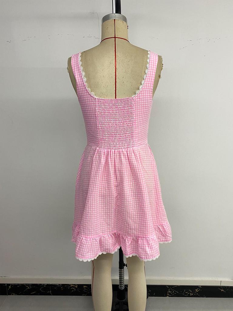 2025 Sweet Girly Holiday Lace Bow Short Dress