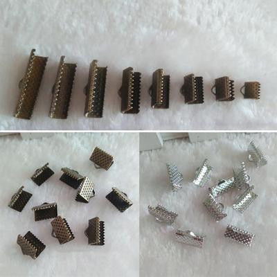 100pcs 5//16 Ribbon End Crimp Clips Cord Ends Clamps Silver Plated Fasteners Necklace Connectors Fold Over Tips Beads Caps DIY Clasps