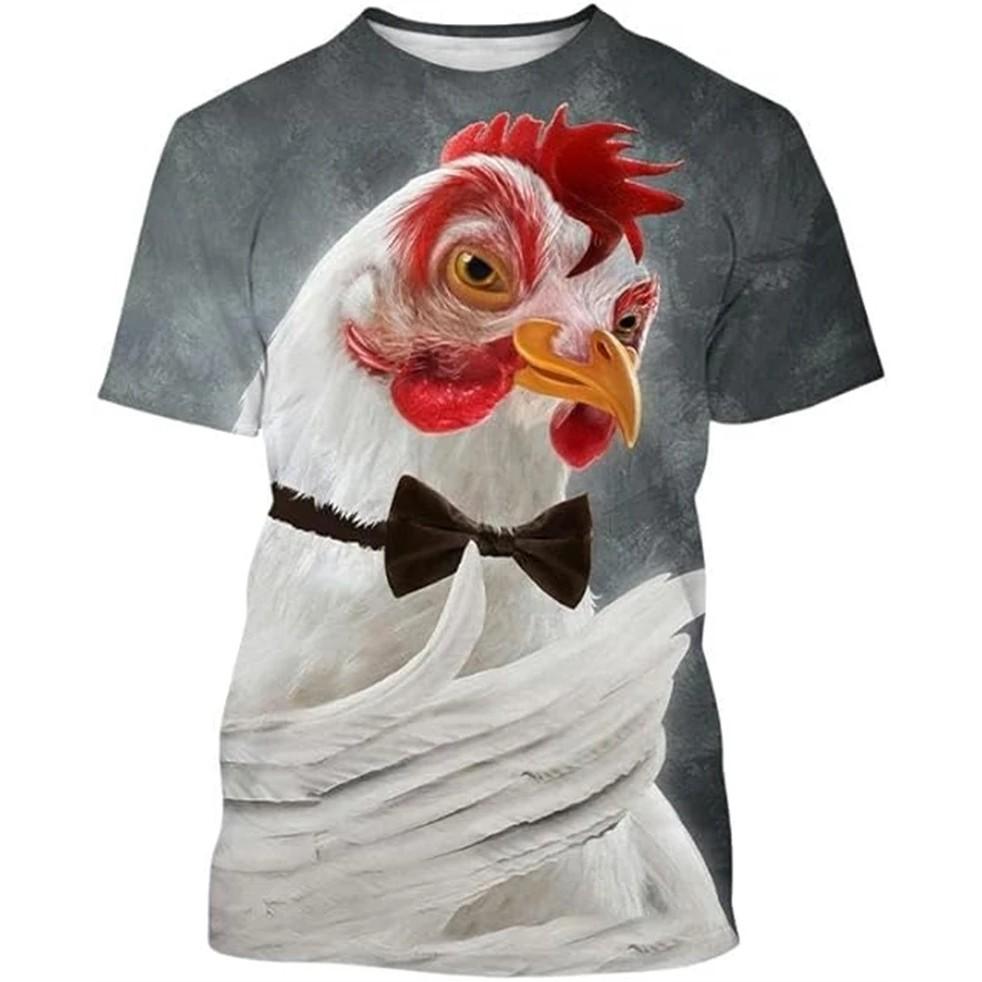 3D Rooster Print Kids Short Sleeve T Shirt Round Neck Relaxed Fit Outdoor Play Summer Daily Clothing