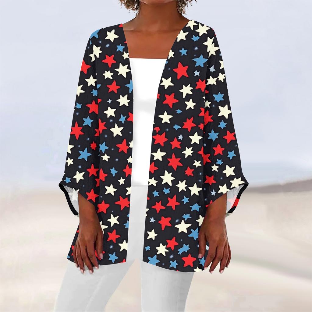 Women's Casual Fashion Printed Lightweight Mid-length Jacket Cardigan