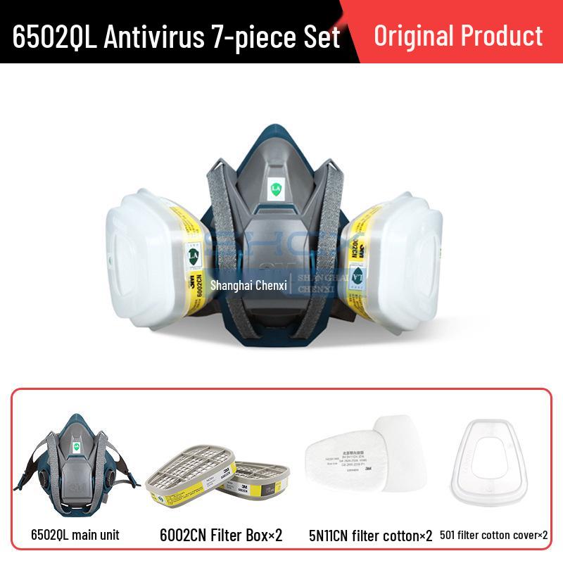 3M 6502QL Snabbspänne Anti-Formaldehyd Silikonmask Set för Skydd mot Sprutmålning