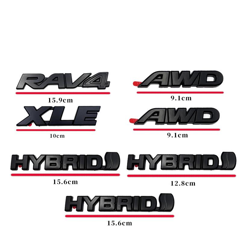 8 pièces de recouvrements ABS pour Toyota RAV4 XLE AWD 2019-2023, noir mat mélangé, pour emblèmes de capot - accessoires auto