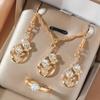 4Fashionable Pendant Necklace and Earring Jewelry Set Suitable for Banquets, Weddings, Ceremonies, Parties, Vacations, Concerts, Festivals, and