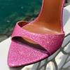 Sexy Pink Mules Shoes Women's Slippers 2025 Summer Slides Female Stiletto High Heels Footwear Large Size Party Shoes Brand