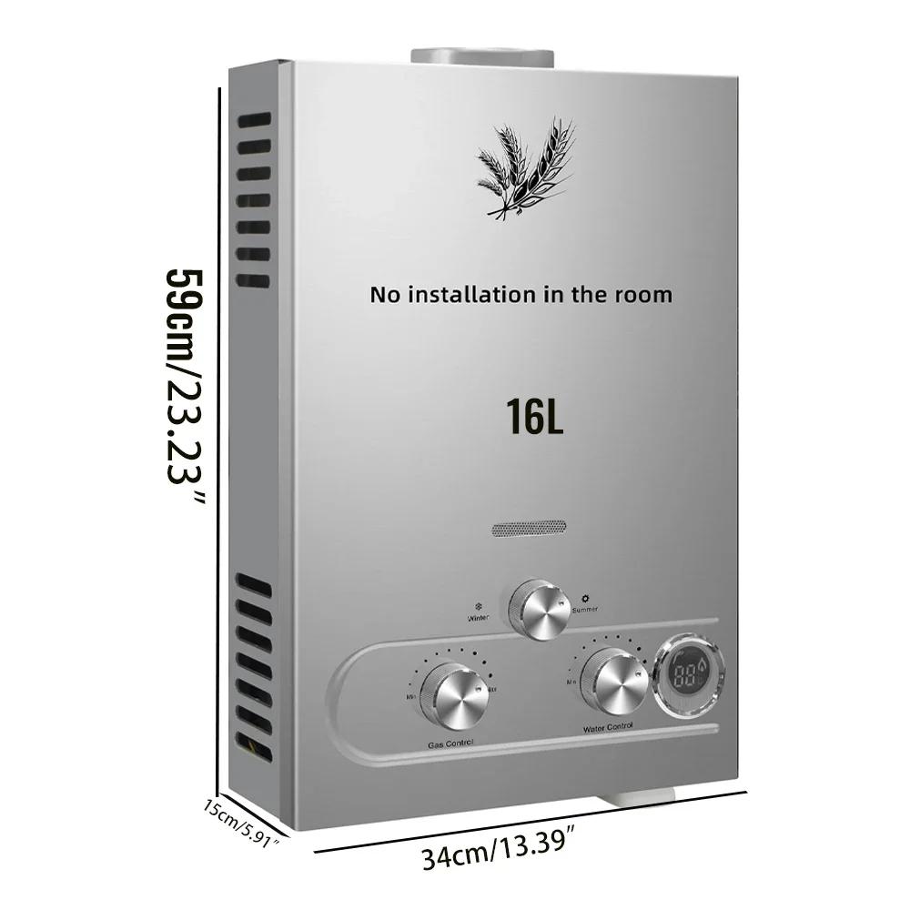 6-18L LPG Instant Gas Water Heater, Energy Saving Stainless Steel with LED Display, Safety Protection & Smart Control