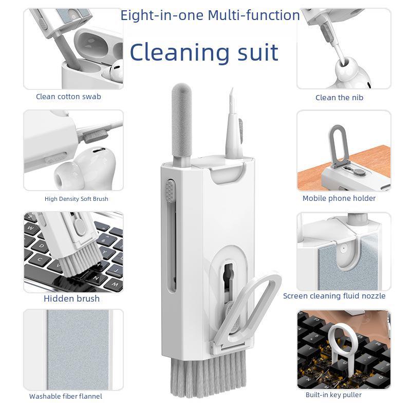 Kit di pulizia per dispositivi: Pulitore per Schermo, Spazzola per Rimuovere la Polvere, Penna per Fessure del Telefono, Detergente per Auricolari, Panno per Notebook