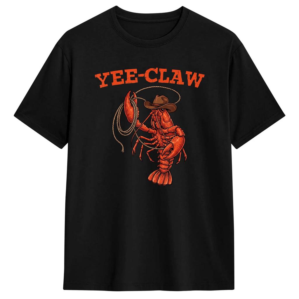 Lobster Cowboy Trendy Yee Claw Funny Lobster Western Beach T Shirt Harajuku T Shirts Short Sleeves Y2k Retro Tshirt 100 Cotton