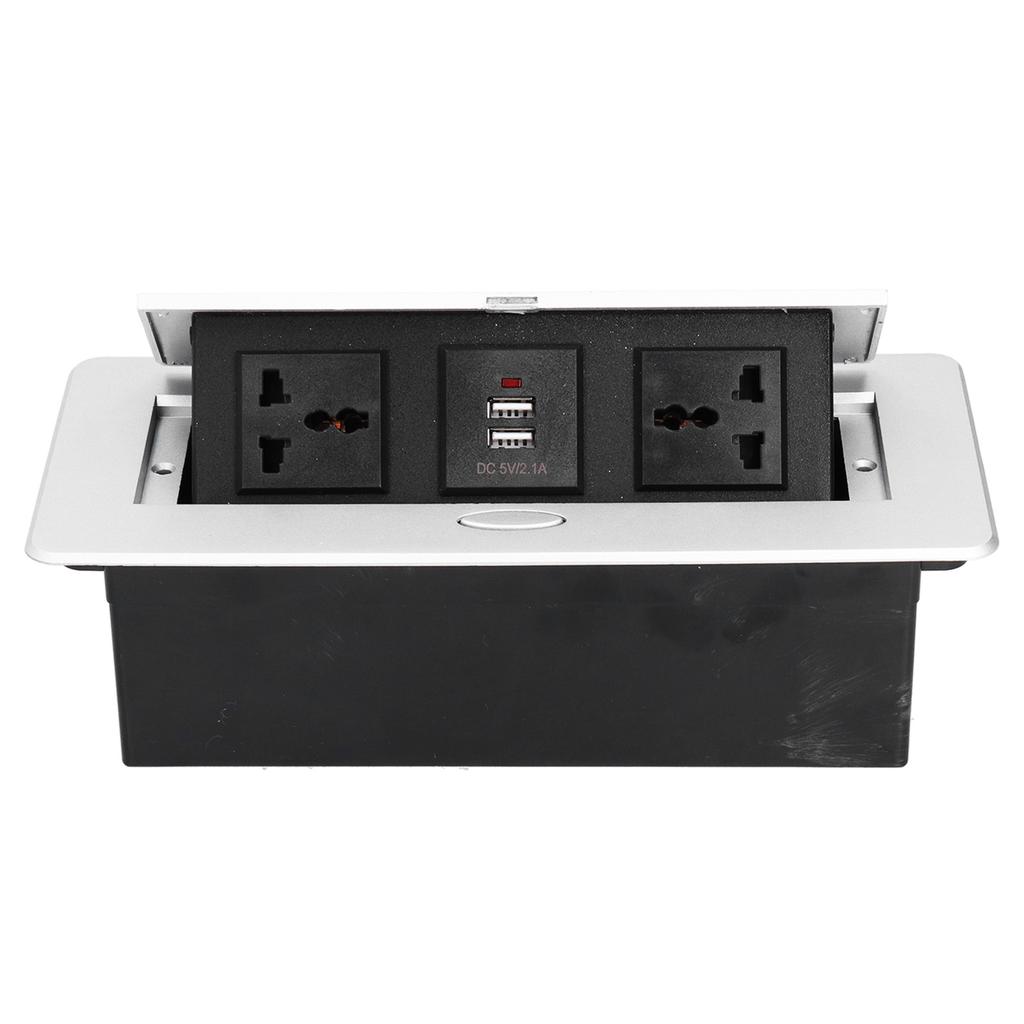 Floor Electrical Outlet Pop Up Desktop Socket 3 Hole Double USB Power Supply Accessories 250V 13A