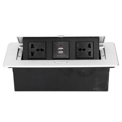 Bodensteckdose Pop-Up Schreibtischsteckdose 3-Loch Doppel-USB Stromversorgung Zubehör 250V 13A