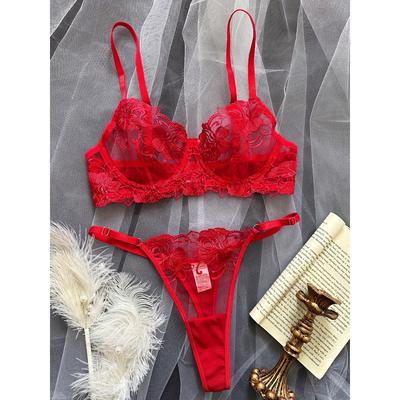 Valentine's Day New Flower Mesh Embroidery Perspective Sexy Gathering Sex Suit