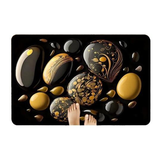 Yousheng 3D Optical Illusion Bathroom Rug Non-Slip Pebble Stone Pattern Bath Mat Quick Dry Absorbent Floor Mat for Bathroom Tub Shower Sink