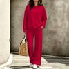 Women's Casual Neck Sweatshirt and Pants Set for Fall Winter Comfortable Outfit