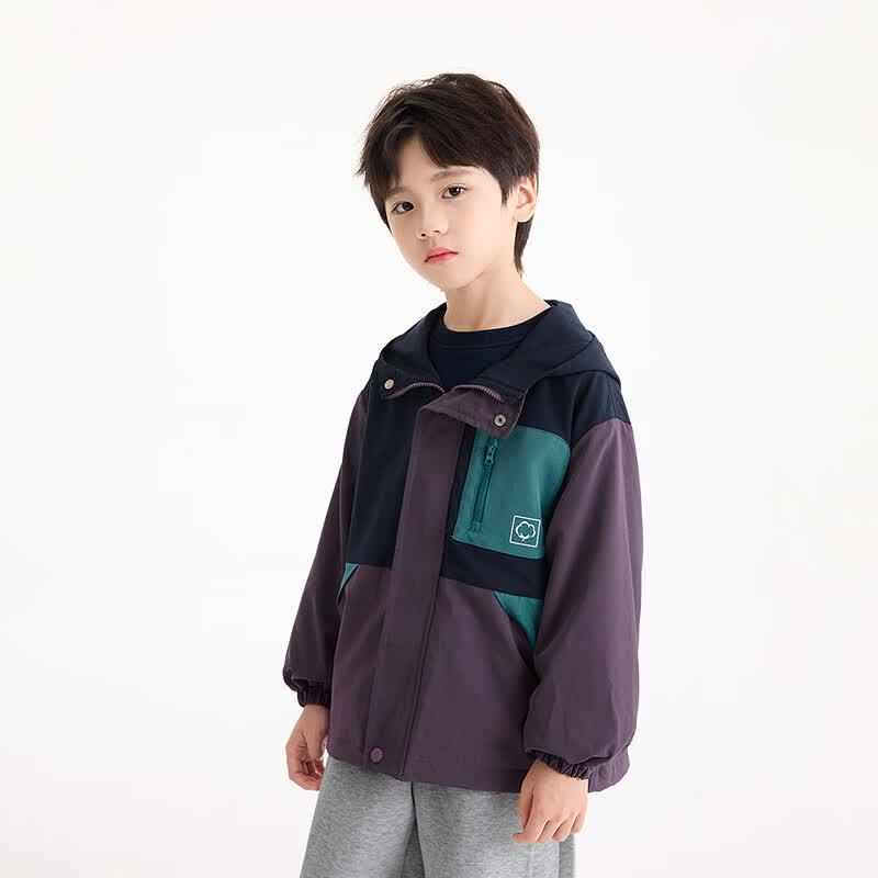 Little Yinman Boys' Color-Block Fleece Hooded Jacket